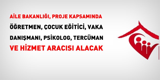 Aile Bakanlığı, 20 ilde, proje kapsamında 155 personel alacak